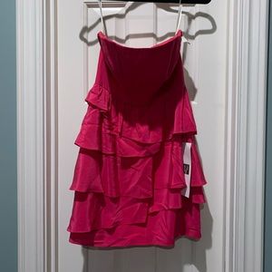 Hot pink strapless dress